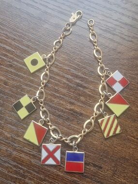 7" Vintage Nautical FLAG Bracelet. "I LOVE YOU" Signal flag, International Code